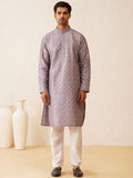 SOJANYA LUXE Ethnic Motifs Embroidered Regular Cotton Silk Thread Work Kurta with Pyjamas