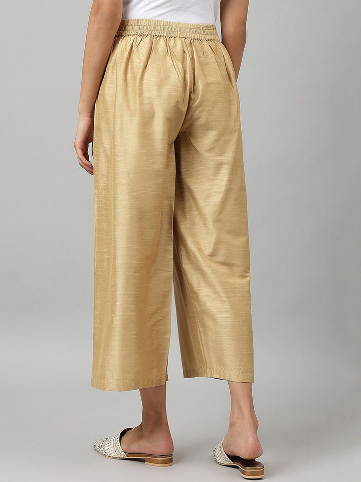 W Women Gold-Toned Comfort Cropped Parallel Trousers