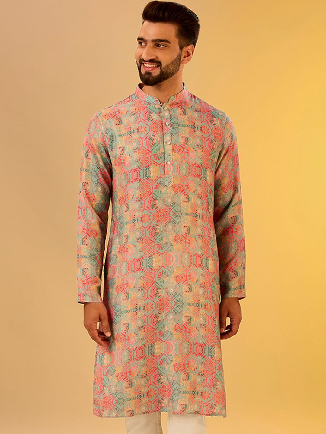 KISAH Men Abstract Printed Regular Fit Kurta