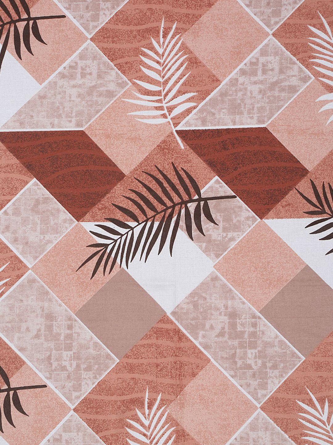 KLOTTHE Rust & White Printed Pure Cotton 400 TC Single Bedsheet With Pillow Cover