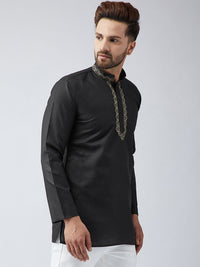 SOJANYA Kurta Pendek Bersulam Hitam Lelaki