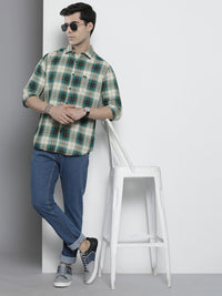 The Indian Garage Co Men Green Classic Checked Casual Shirt