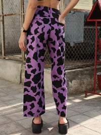 STREET 9 Women Lavender Printed Relaxed Loose Fit High-Rise Cotton Trousers