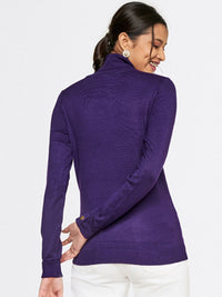 AND Women Purple Solid High Neck Top