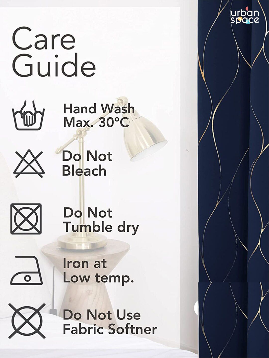 URBAN SPACE Navy Blue & Gold-Toned Black Out Door Curtain