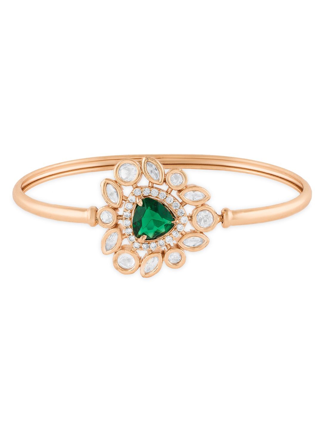 Zaveri Pearls Rose Gold-Plated -Cubic Zirconia Stone Studded Kada Bracelet