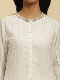 W Geometric Woven Design Thread Work A-Line Kurta