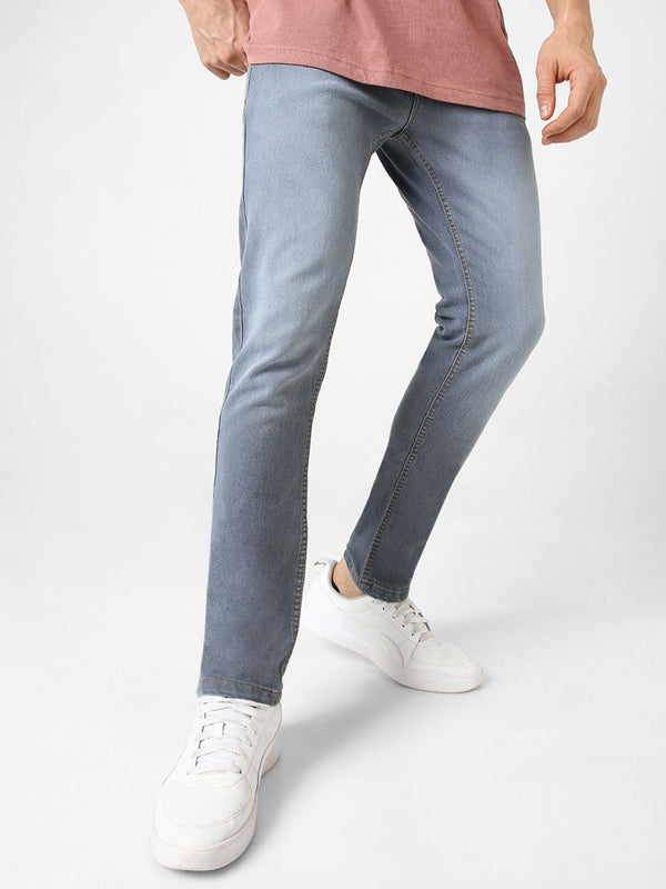 Urbano Fashion Men Grey Slim Fit Light Fade Stretchable Jeans