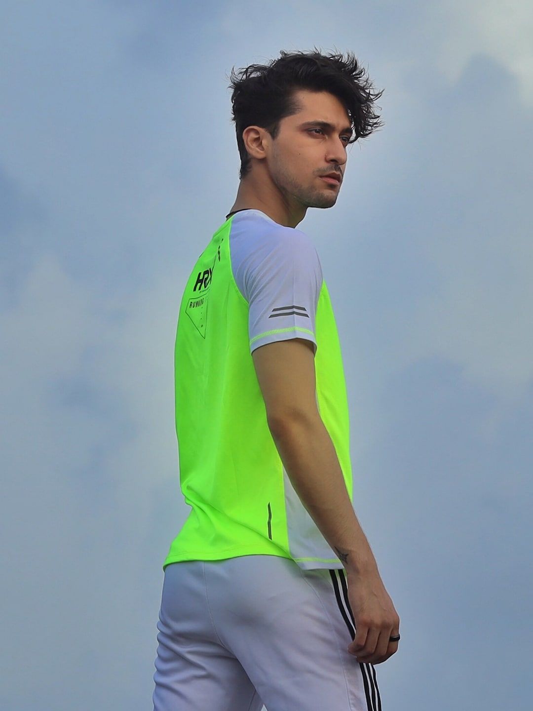 HRX by Hrithik Roshan Men Fluorescent Green Running T-shirt With Raglan Sleeves