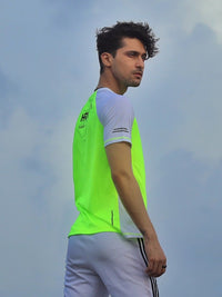 HRX by Hrithik Roshan Men Fluorescent Green Running T-shirt With Raglan Sleeves