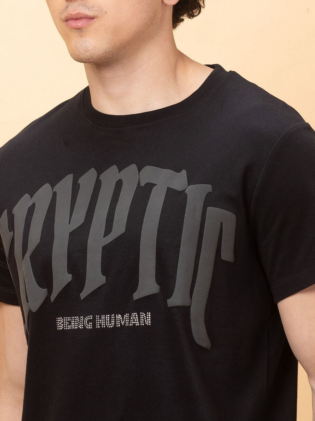 Being Human Men Typography Colourblocked Applique T-shirt