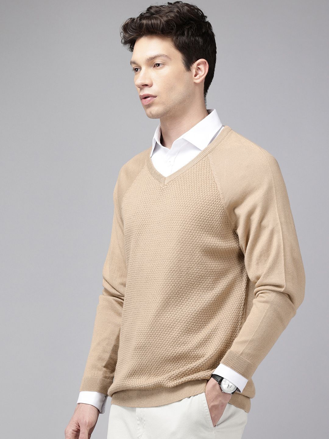 Park Avenue V-Neck Cable Knit Pullover Sweater