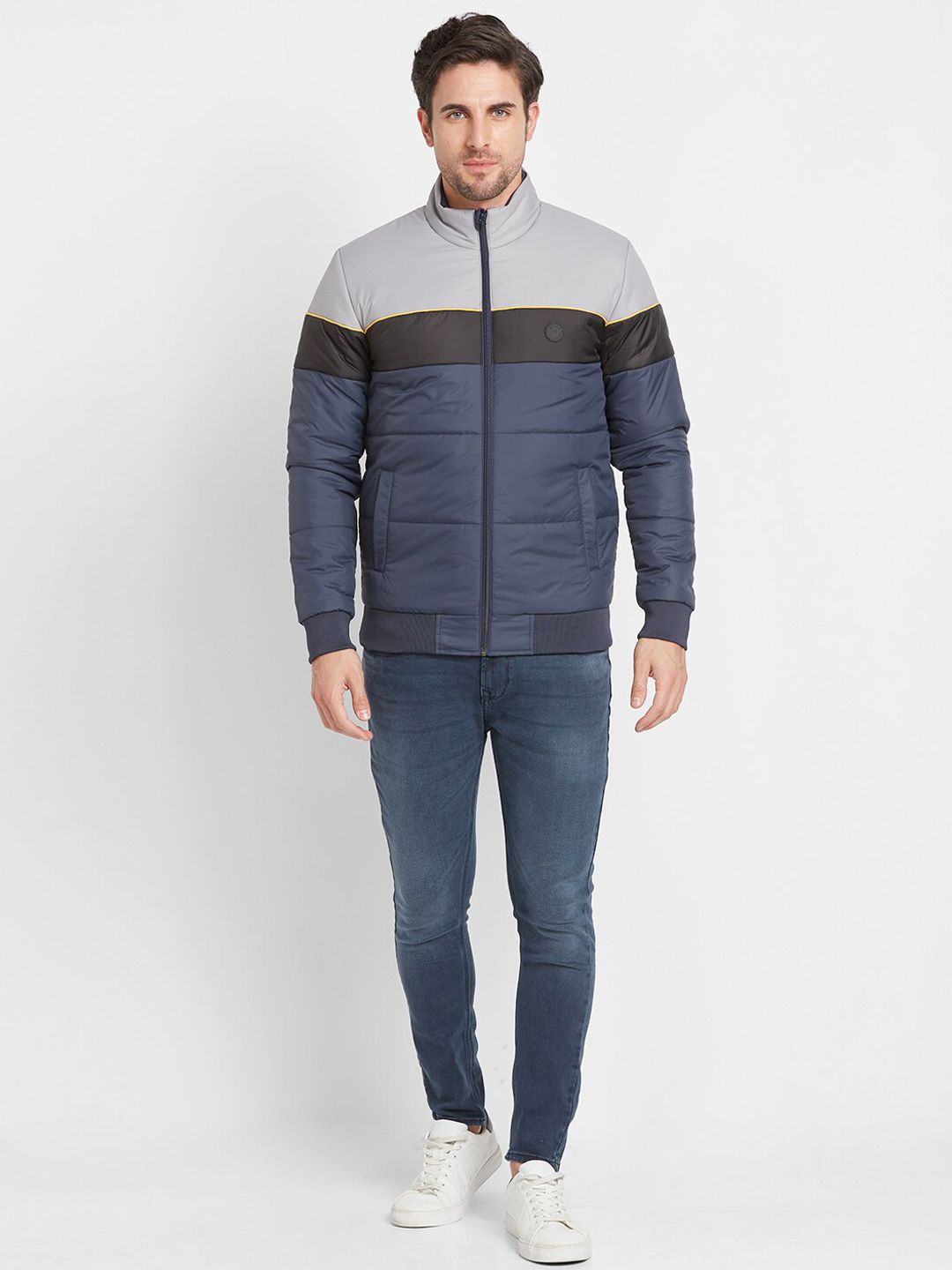 Being Human Colourblocked Mock Collar Padded Jacket