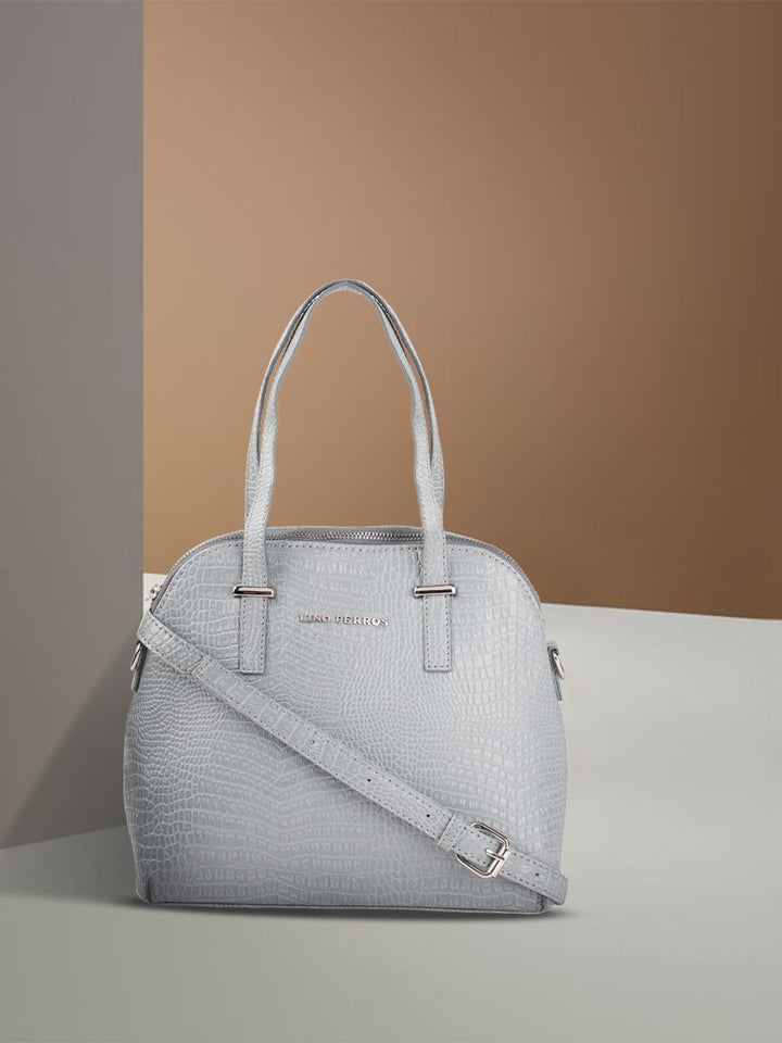 Lino Perros Grey Snakeskin Textured PU Structured Handheld Bag