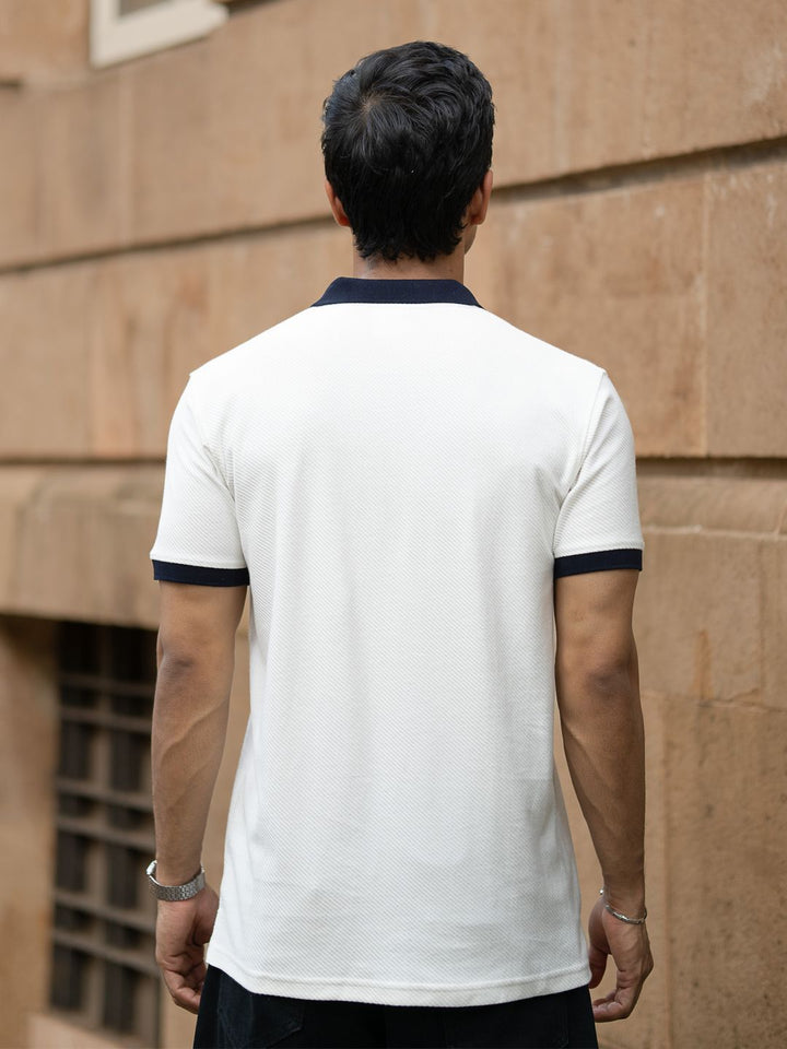 Powerlook Men Self Design Polo Collar T-shirt