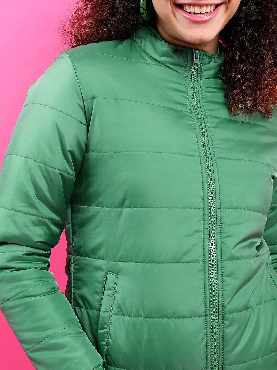 Tokyo Talkies Women Green Puffer Jacket