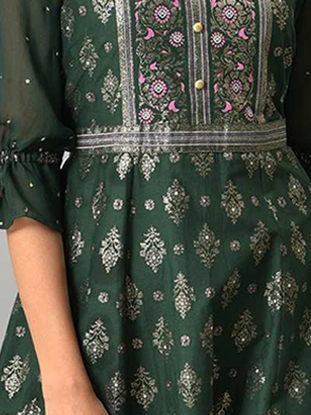 AURELIA Green Ethnic Motifs Ethnic Maxi Maxi Dress