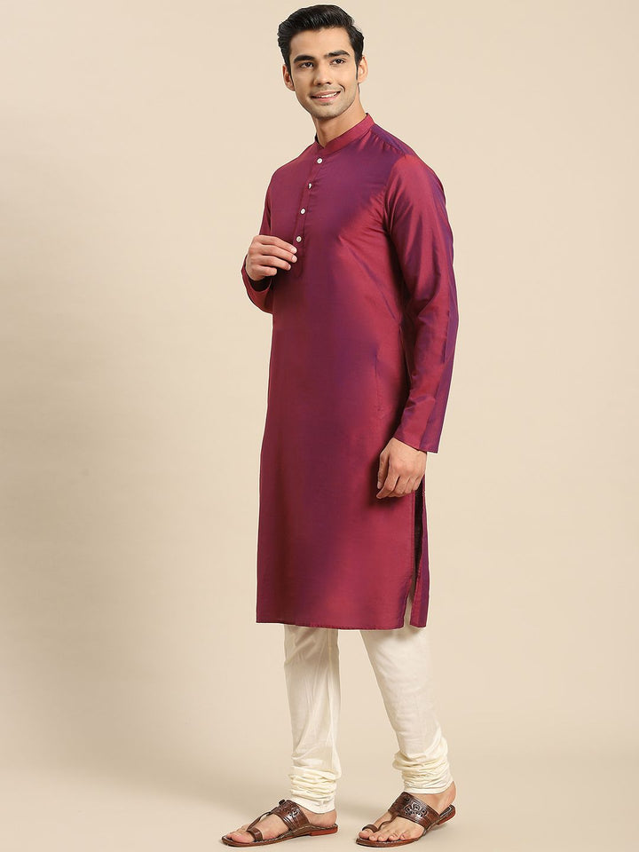 KISAH Men Floral Printed Regular Fit Kurta Jacket Churidar Set