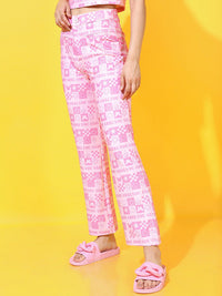 Tokyo Talkies Women Pink Floral Trousers