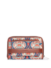 ZOUK Women Kovil Classic Ethnic Motifs Printed Fabric Zip Around Wallet