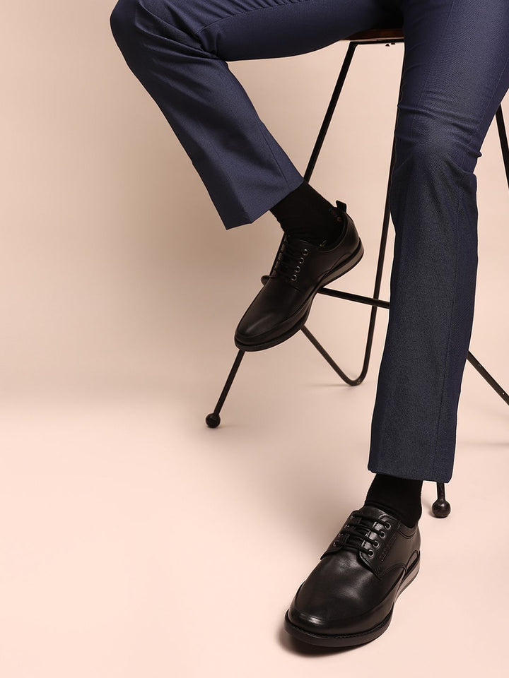 Red Chief Men Black Real Leather Semiformal Derbys