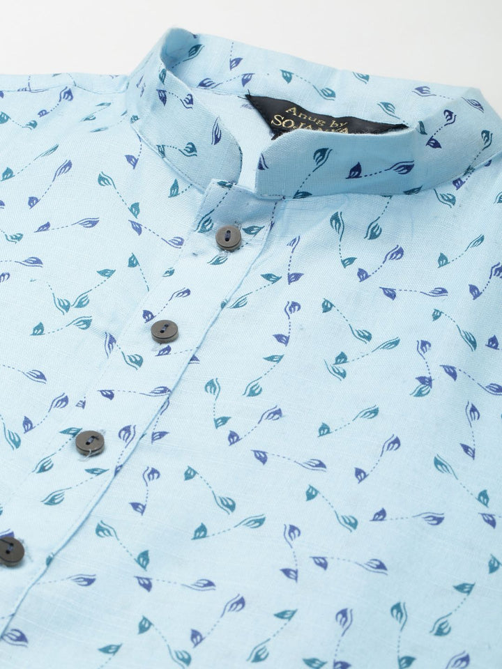 Anug by SOJANYA Men Blue Floral Printed Kurta