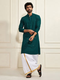 VASTRAMAY Ethnic Motifs Embroidered Sequinned Kurta