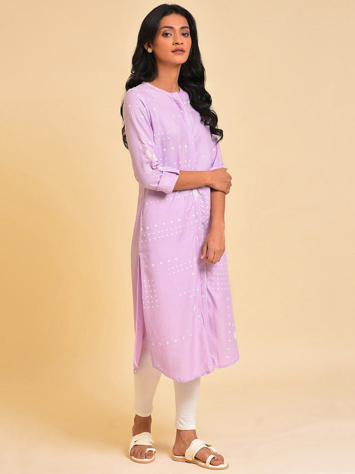 W Women Purple Geometric Thread Work Kurta