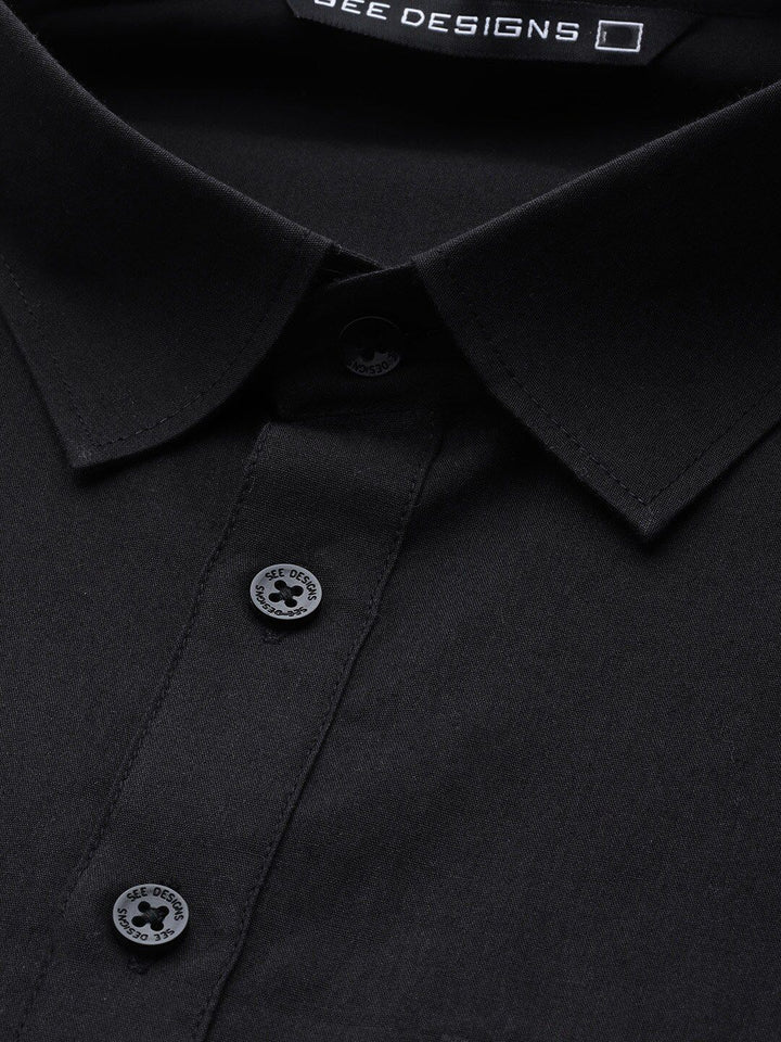 See Designs Men Black Regular Pure Cotton Kurta with Pyjamas