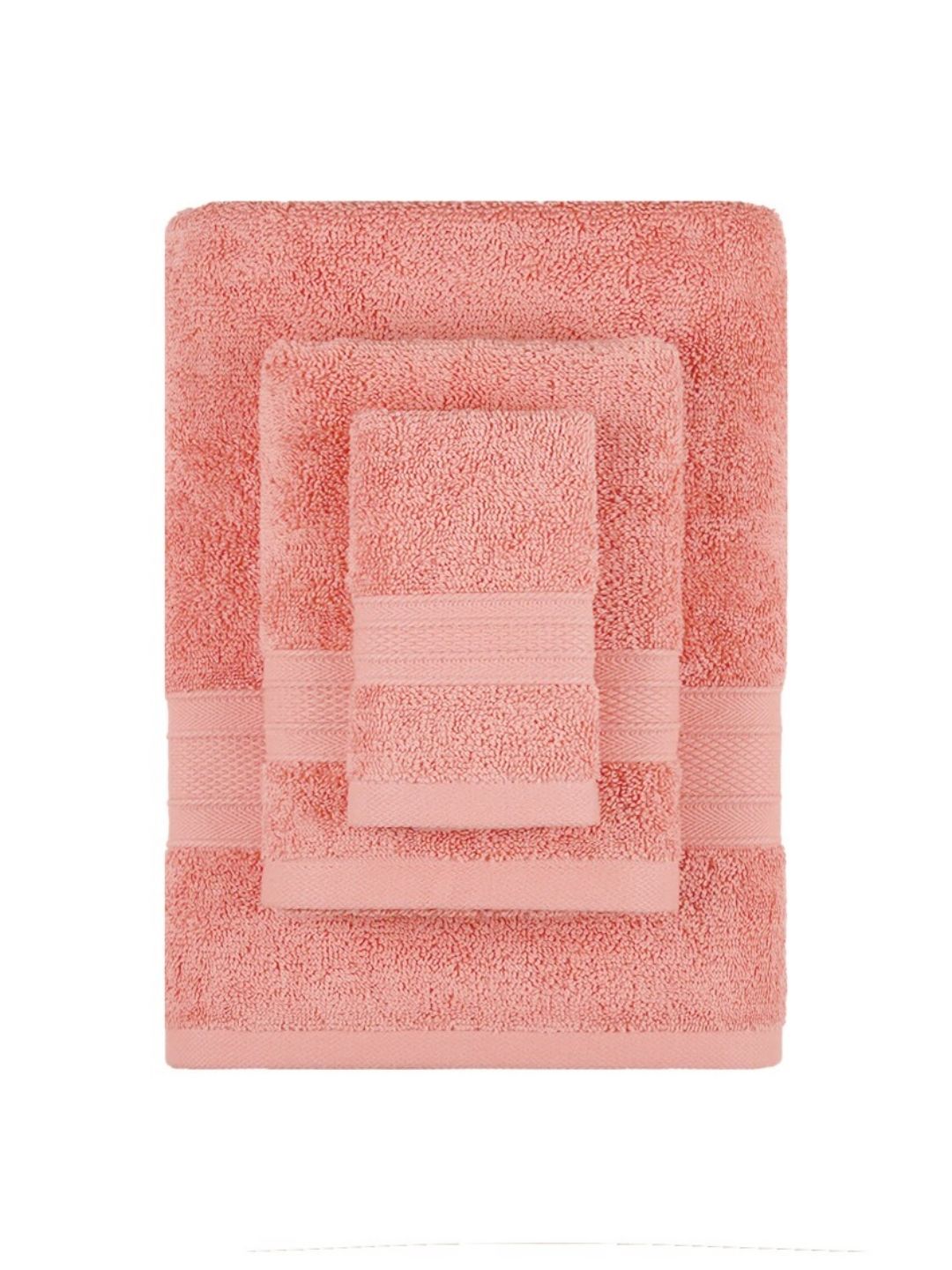 MYTRIDENT Soft Comfort Coral 3 Pieces Pure Cotton 500 GSM Towel Set