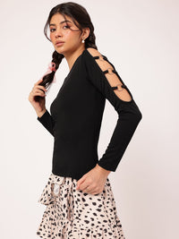 DressBerry Soft Streetwear Cut-Outs Fitted Top