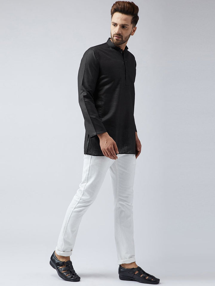 SOJANYA Lelaki Hitam Solid Kurta Lurus