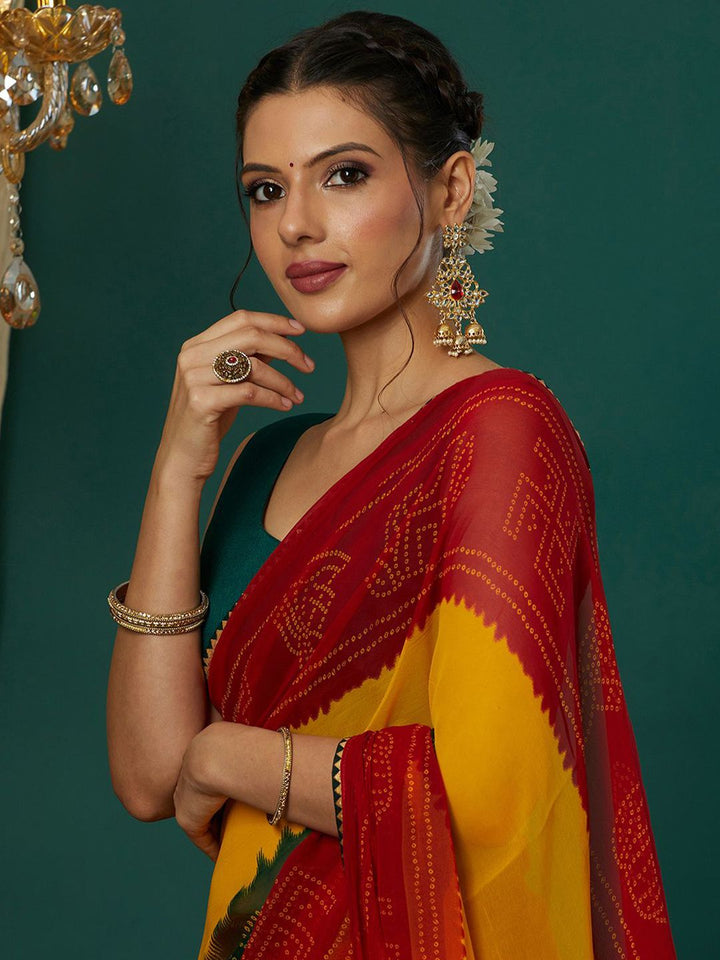 KALINI Bandhani Pure Georgette Bandhani Saree
