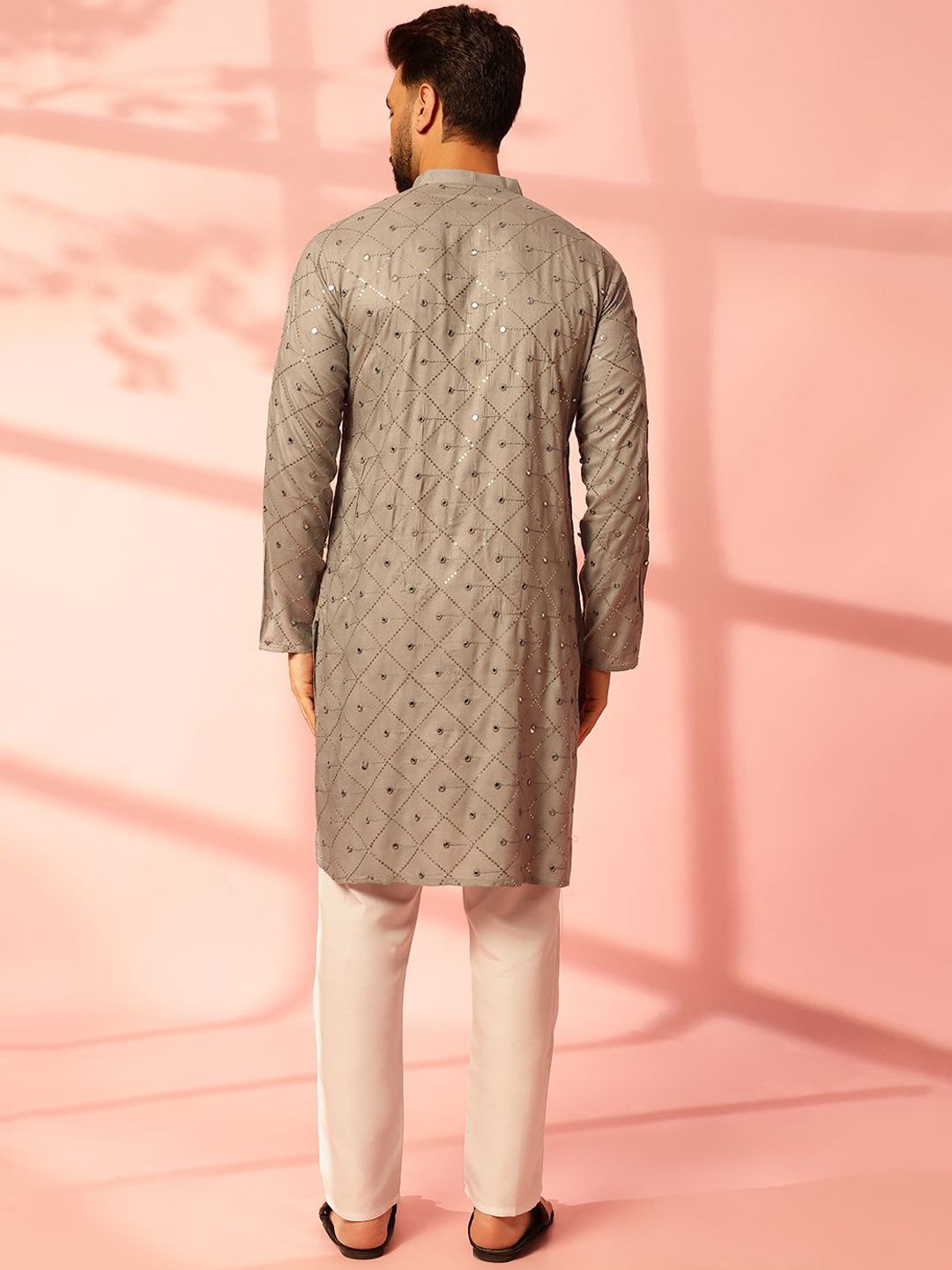 Anouk Men Embroidered Regular Mirror Work Pure Cotton Kurta with Pyjamas
