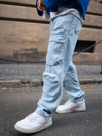 Powerlook Men Cotton Mid-Rise Relaxed Fit Light Fade Jeans With Pockets