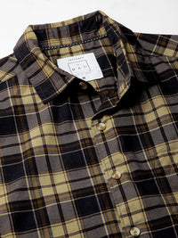 VASTRADO Men Classic Spread Collar Tartan Checked Cotton Slim Fit Casual Shirt