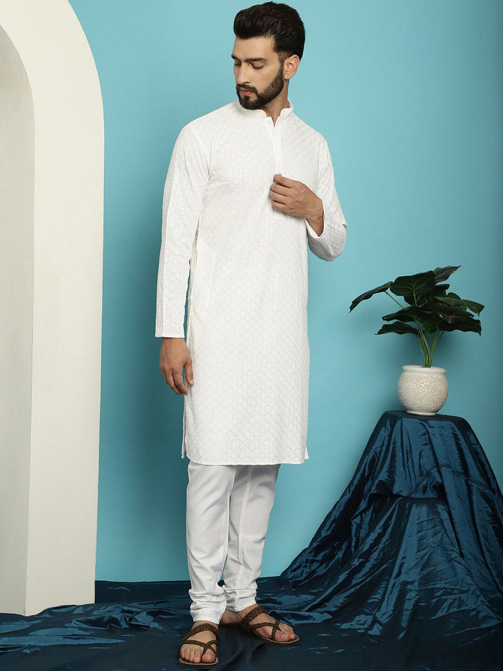 SOJANYA Embroidered Sequinned Pure Cotton Kurta with Pyjama Set