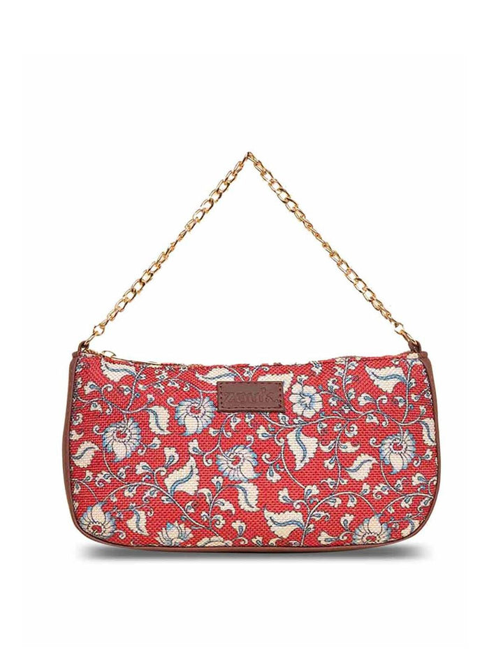 ZOUK Floral Printed Structured Baguette Bag Handbags
