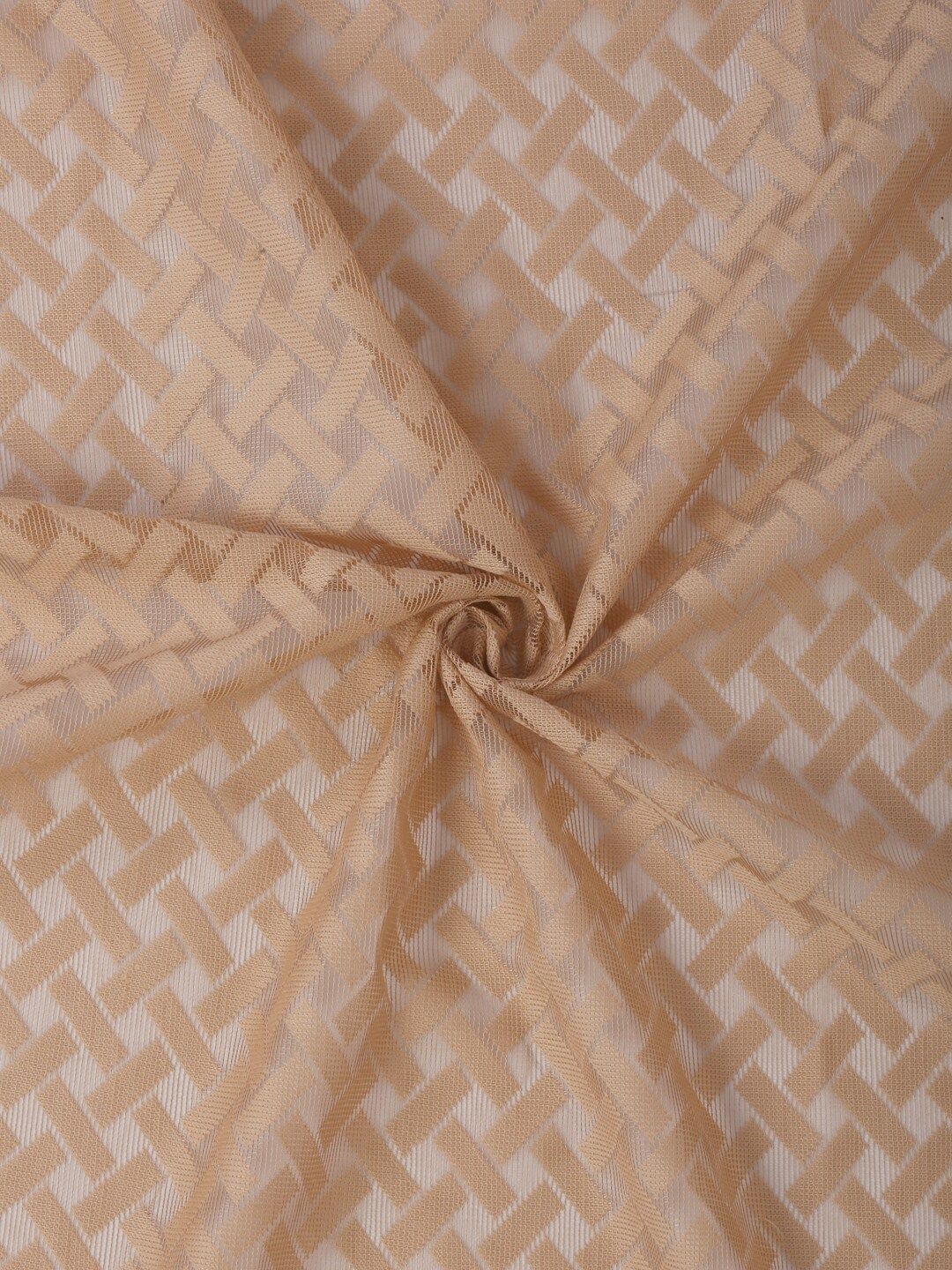 HOSTA HOMES Brown & Cream-Coloured Geometric Long Door Curtain