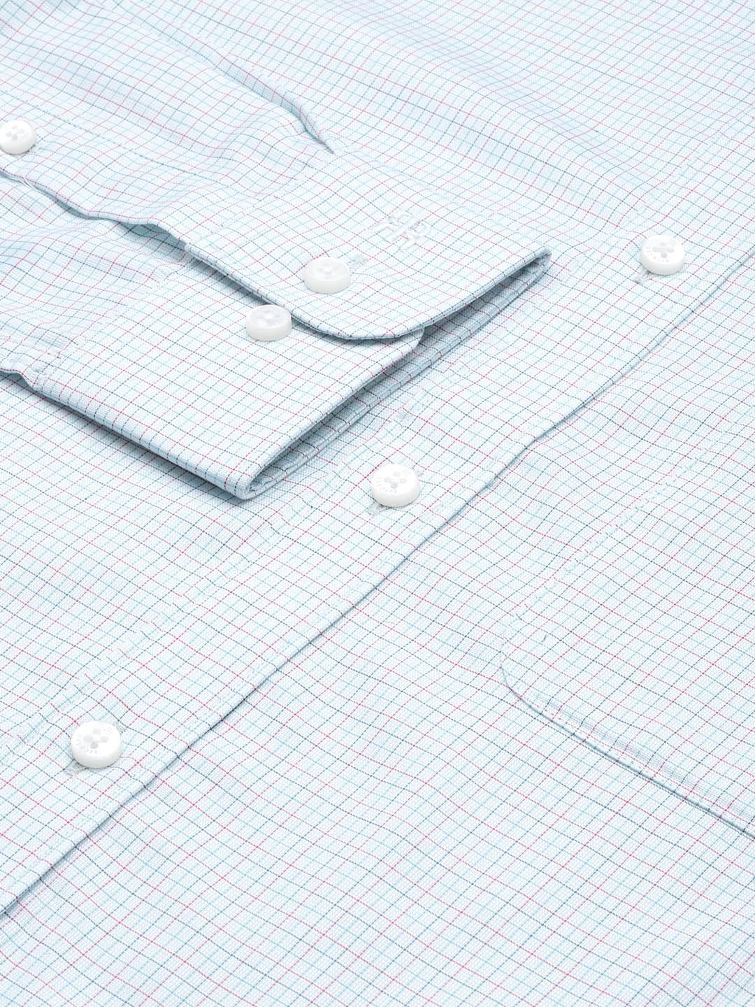 Raymond Men Blue Pure Cotton Slim Fit Checked Formal Shirt