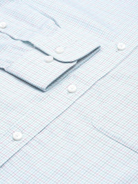 Raymond Men Blue Pure Cotton Slim Fit Checked Formal Shirt