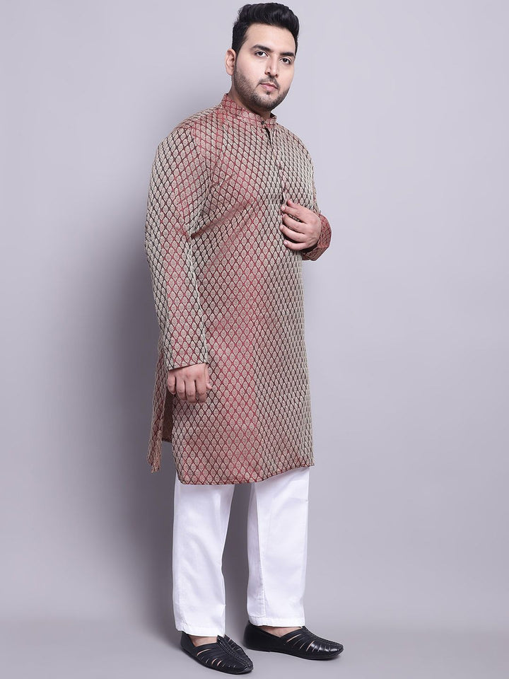 SOJANYA PLUS Woven Design Regular Silk Kurta with Pyjamas & Nehrujacket