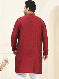 SOJANYA PLUS Men Maroon Benang Sulam Kurta Kerja