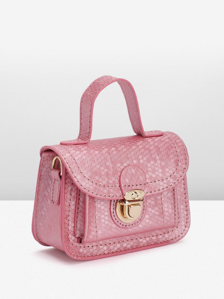 DressBerry Snake Skin Textured Structured Satchel Bag