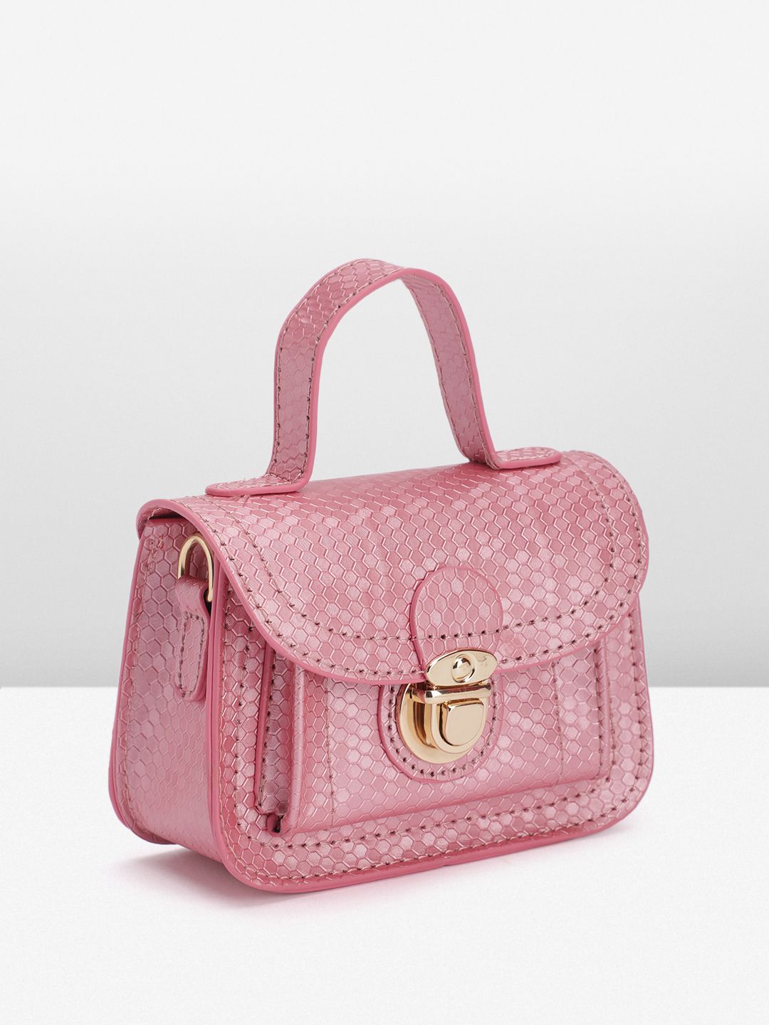 DressBerry Snake Skin Textured Structured Satchel Bag