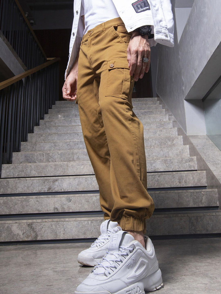 The Indian Garage Co Men Slim Fit Solid Cargos Joggers