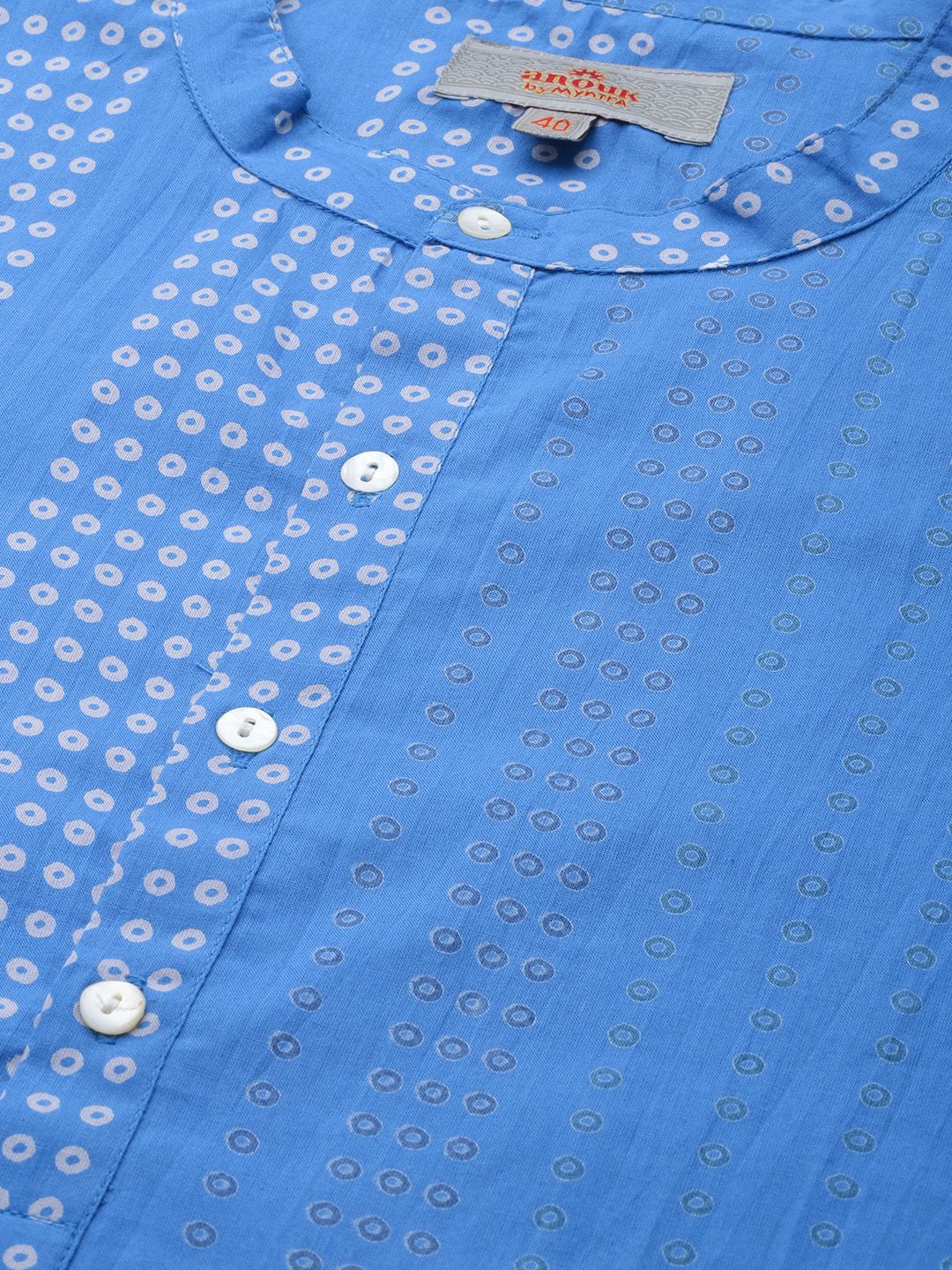 Anouk Men Blue Bandhani Printed Pure Cotton Kurta