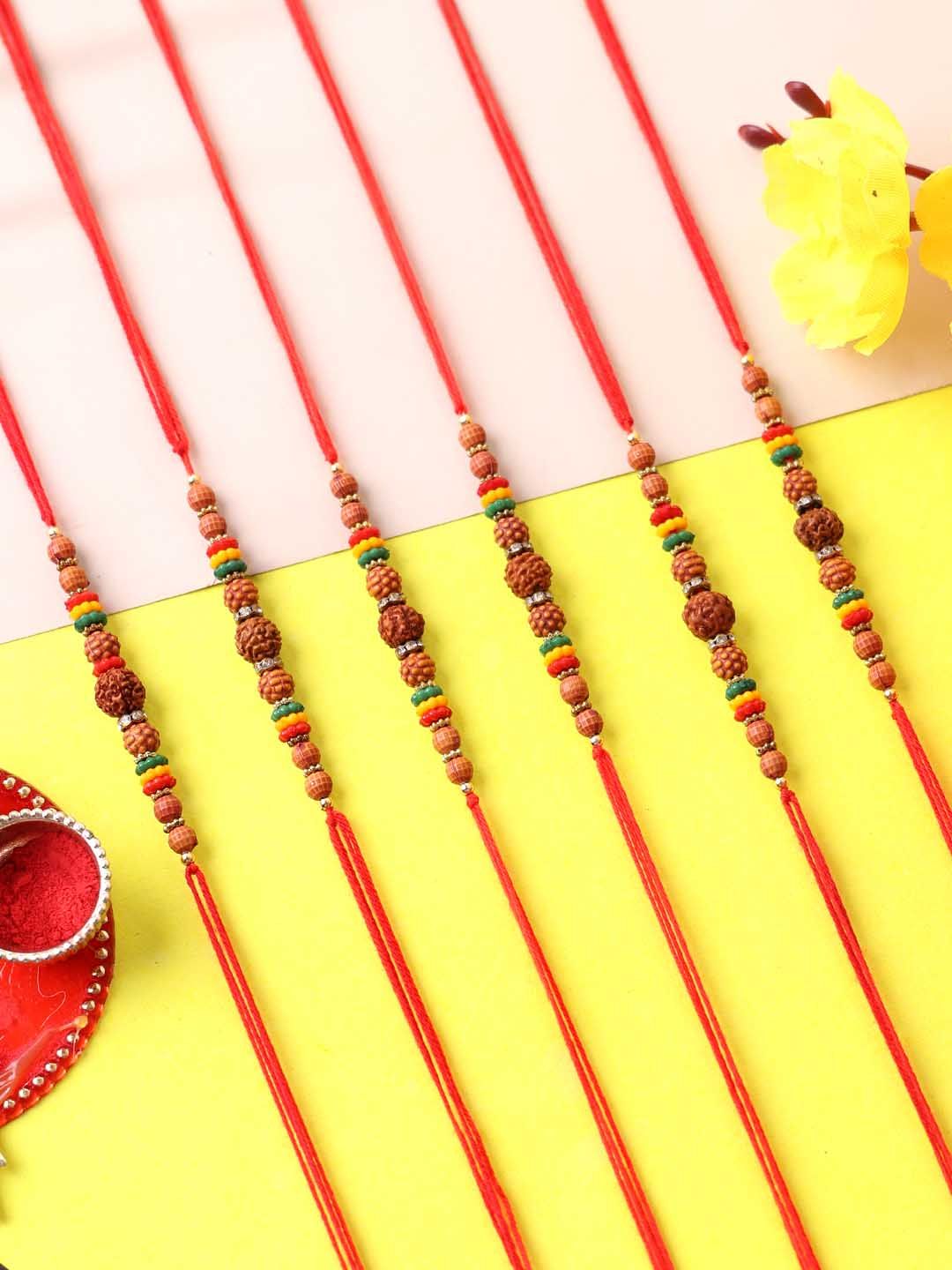 PANASH PANASH- Set of 6 Rudraksha Rakhis with Roli Chawal