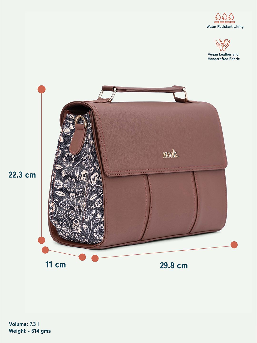 ZOUK Women FloMotif Rhea Kapoor Satchel Bag