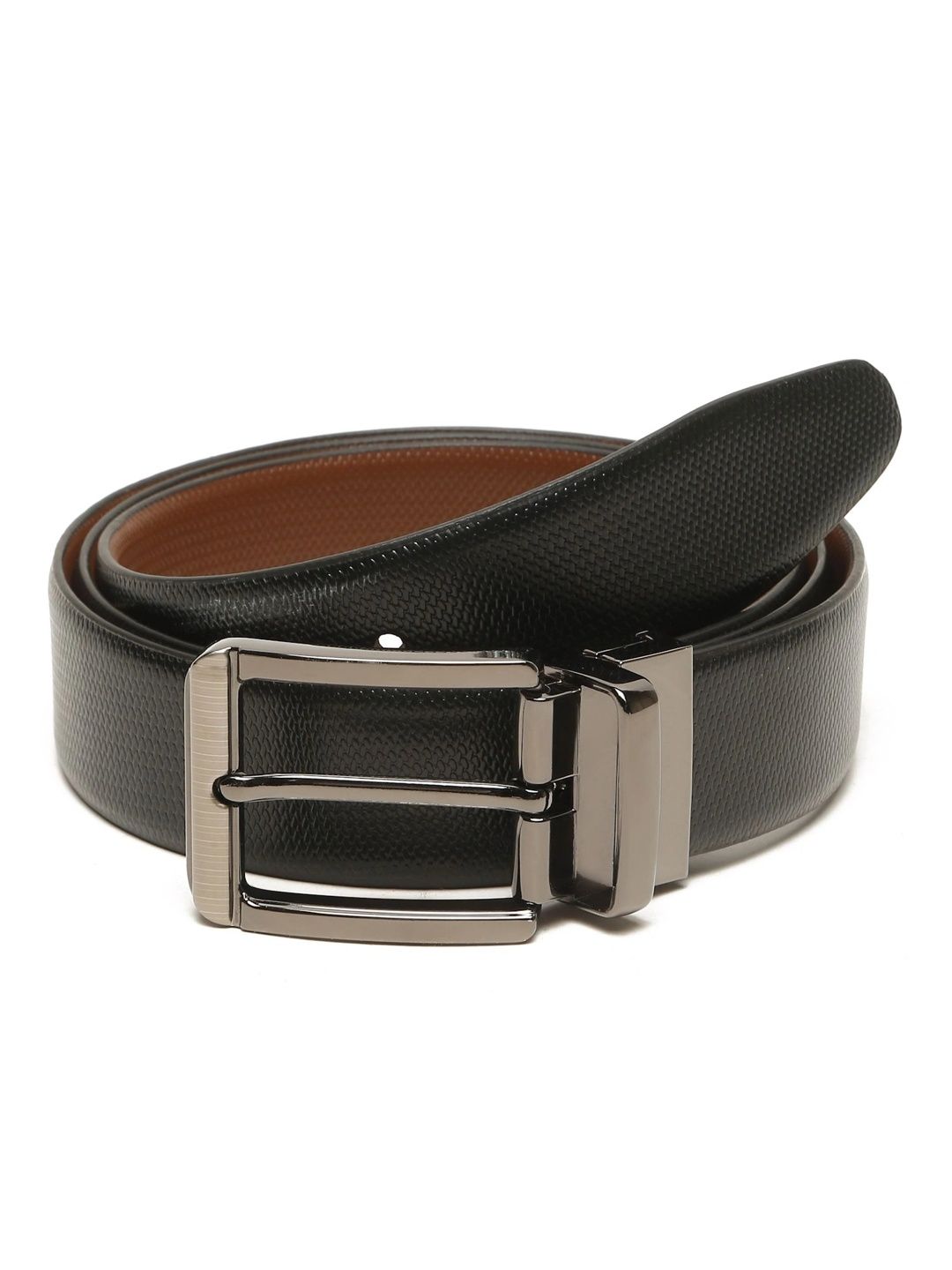 Teakwood Leathers Men Textured Leather Reversible Formal Belt